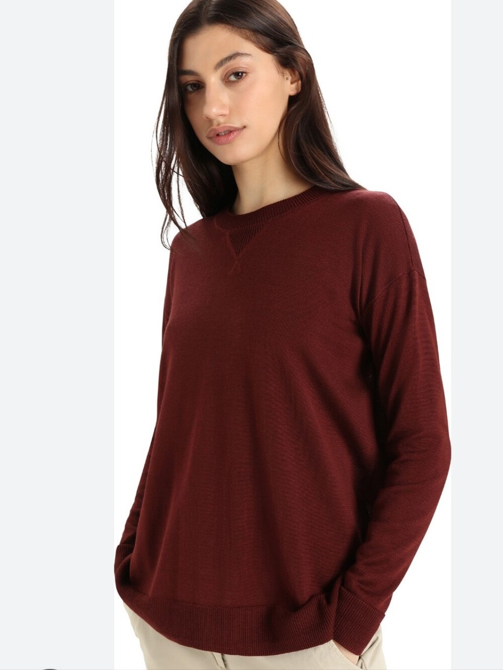 Icebreaker Sweat Cool-Lite™ Merino Nova Sweater. Knit. Crewneck. Red-Brown. M.